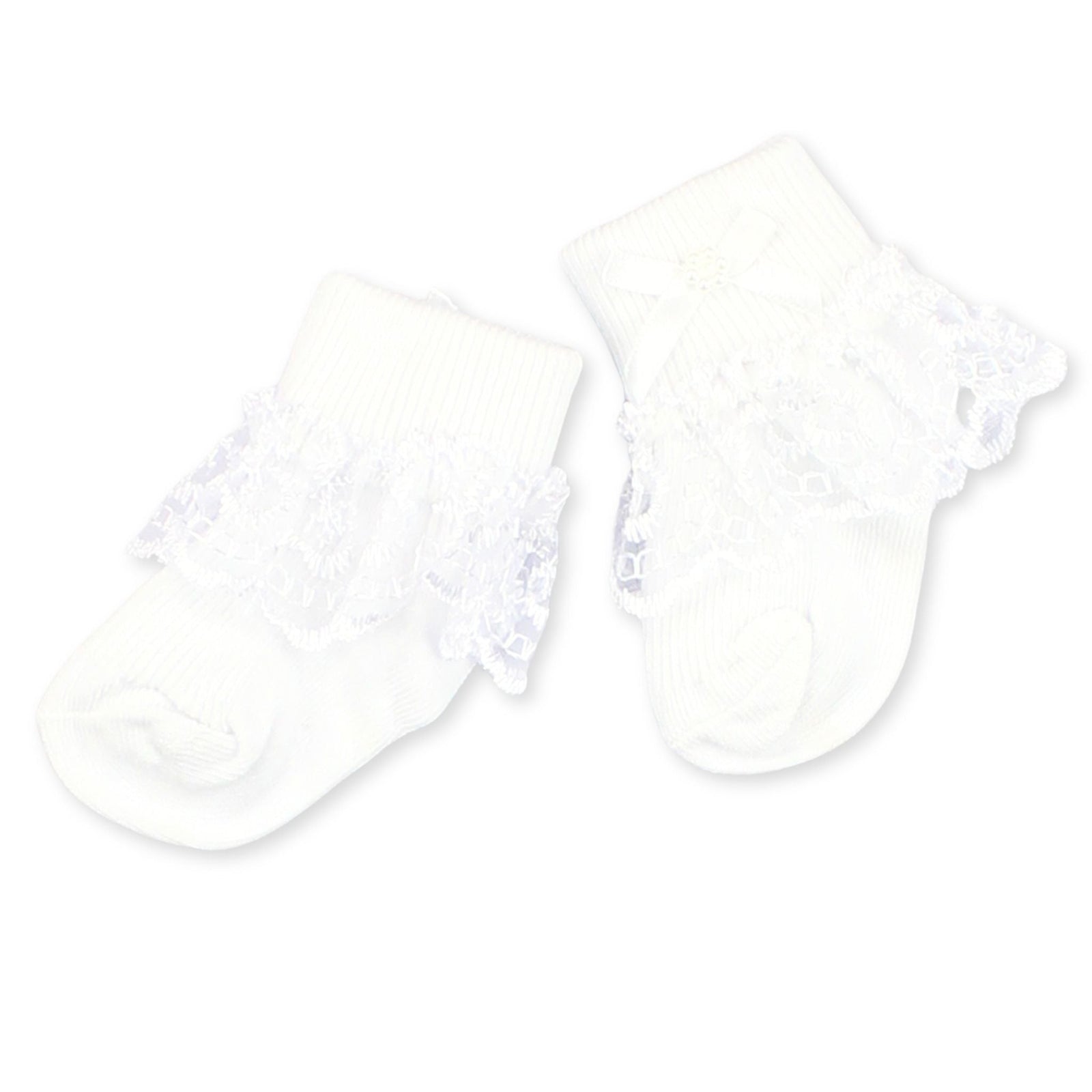 Baby Girls Frilly Ankle Socks - White