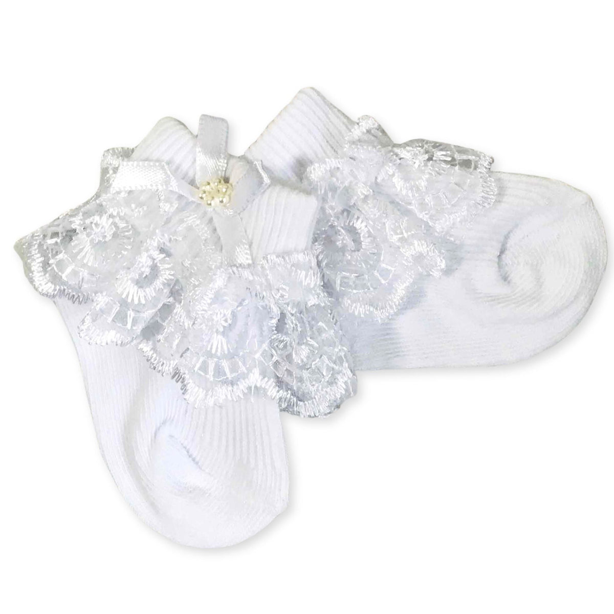 Baby Girls Frilly Ankle Socks - White