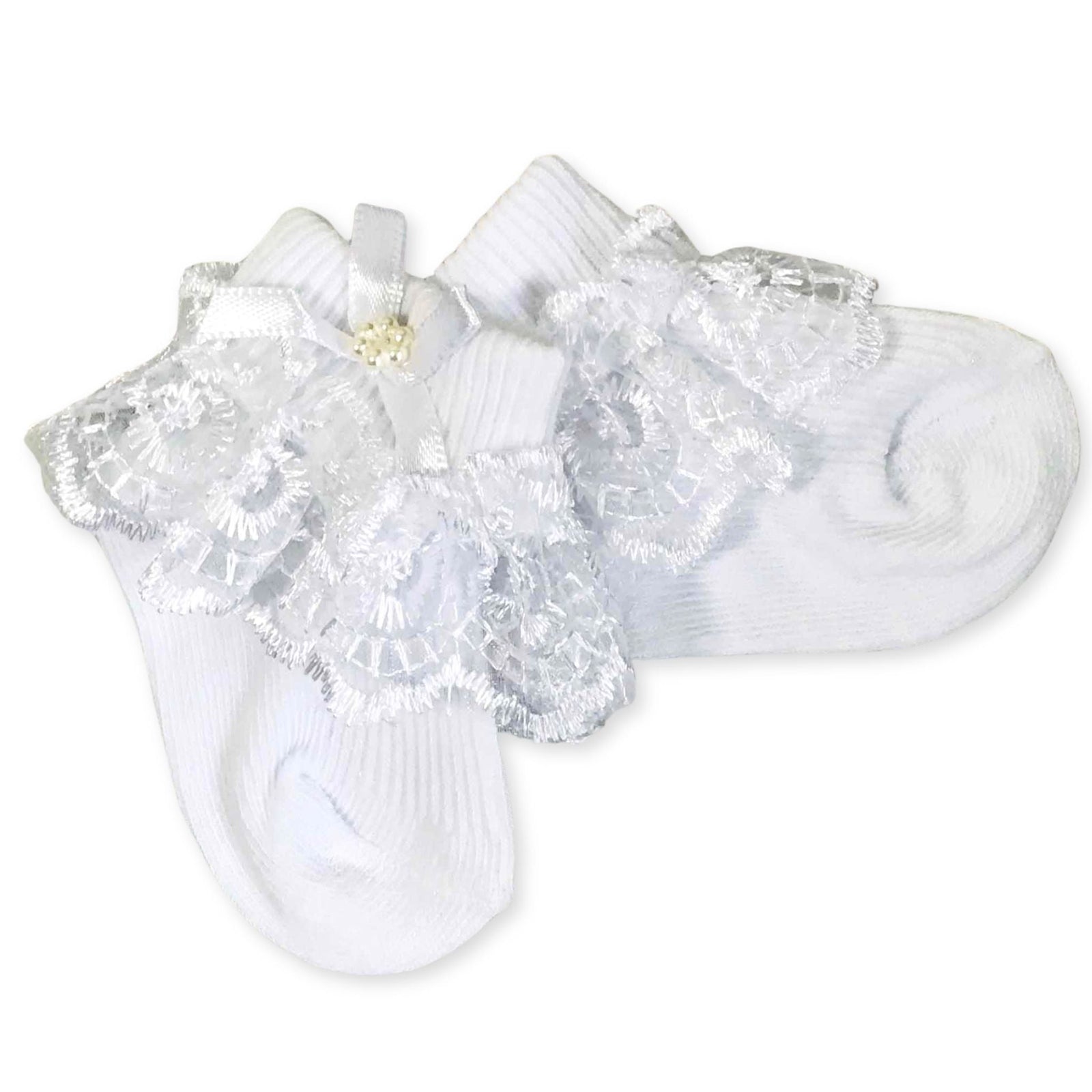 Baby Girls Frilly Ankle Socks - White