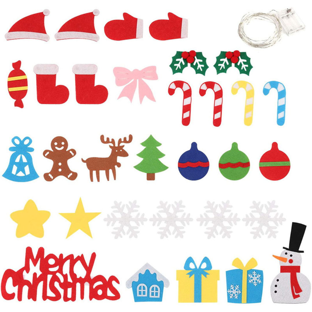 Montessori Felt Christmas Tree With Fairy Lights