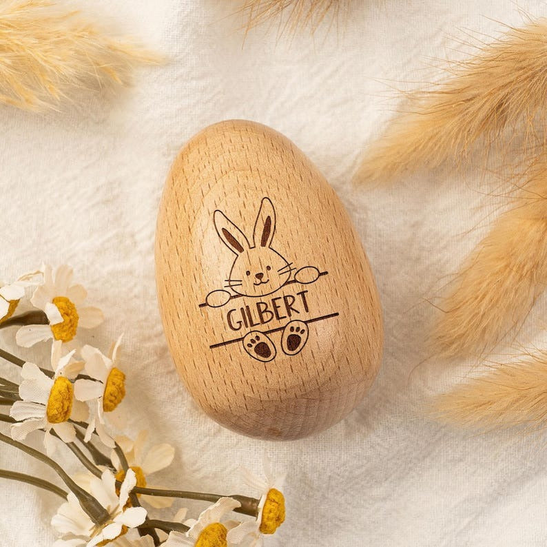 Personalized Wooden Easter Egg - Musical Egg Shaker 2026