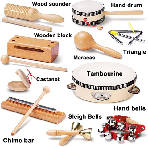 Montessori Wooden Music Instruments Set (10 Instruments)