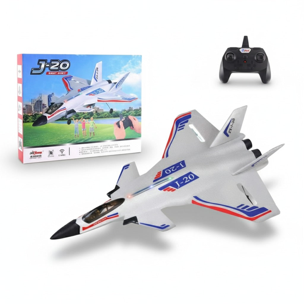 ZY J20 RC Fighter Jet 2.4GHz LED, Auto-Balance, 300m Range, Durable EPP Foam