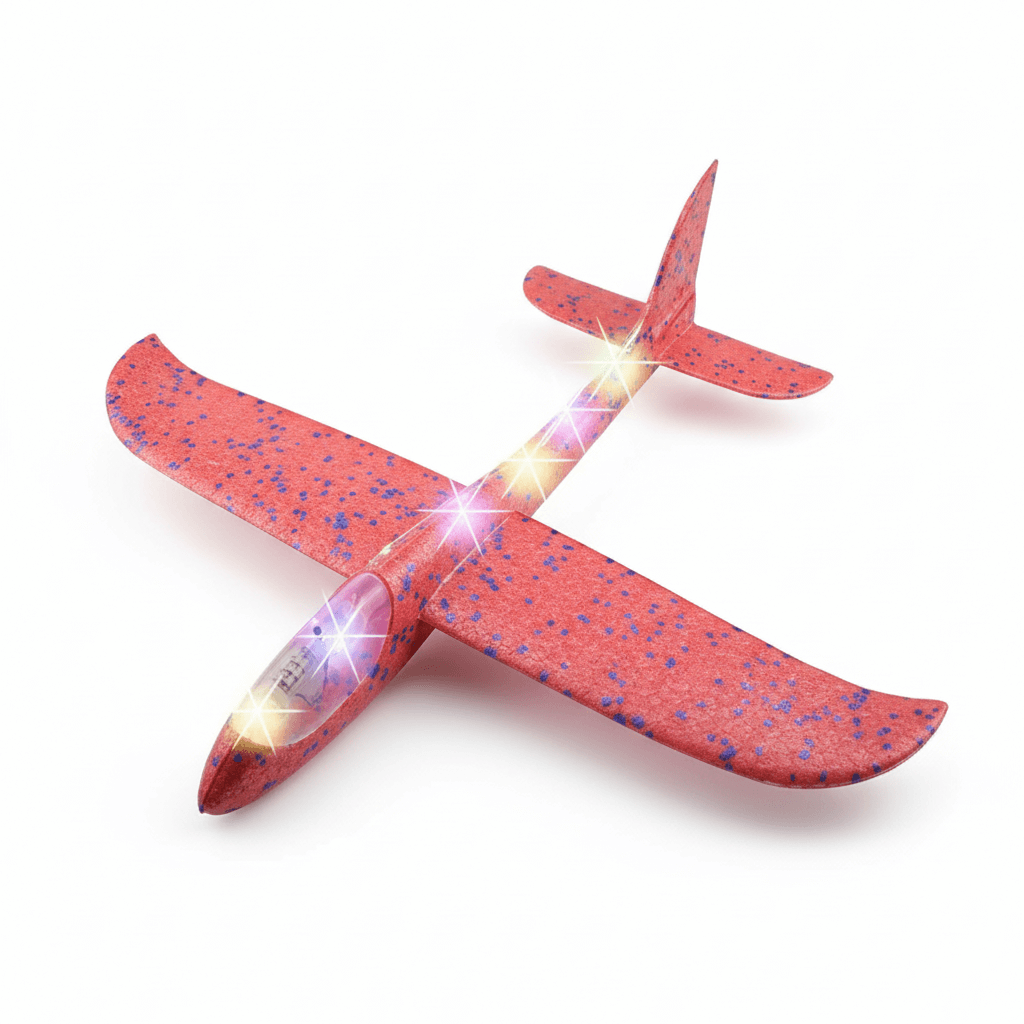 50CM Foam Glider Airplane Toy with LED Lights - Hand Throw Outdoor Fun for Kids