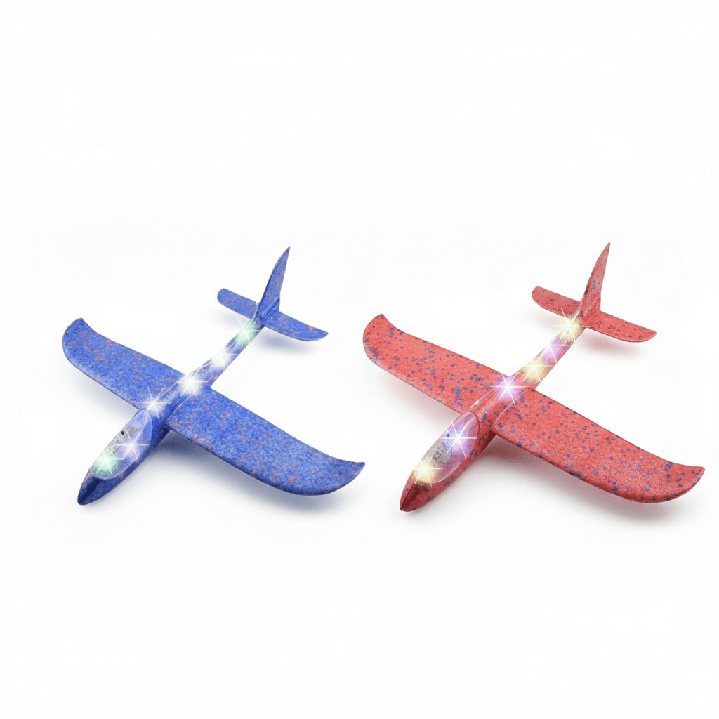 50CM Foam Glider Airplane Toy with LED Lights - Hand Throw Outdoor Fun for Kids