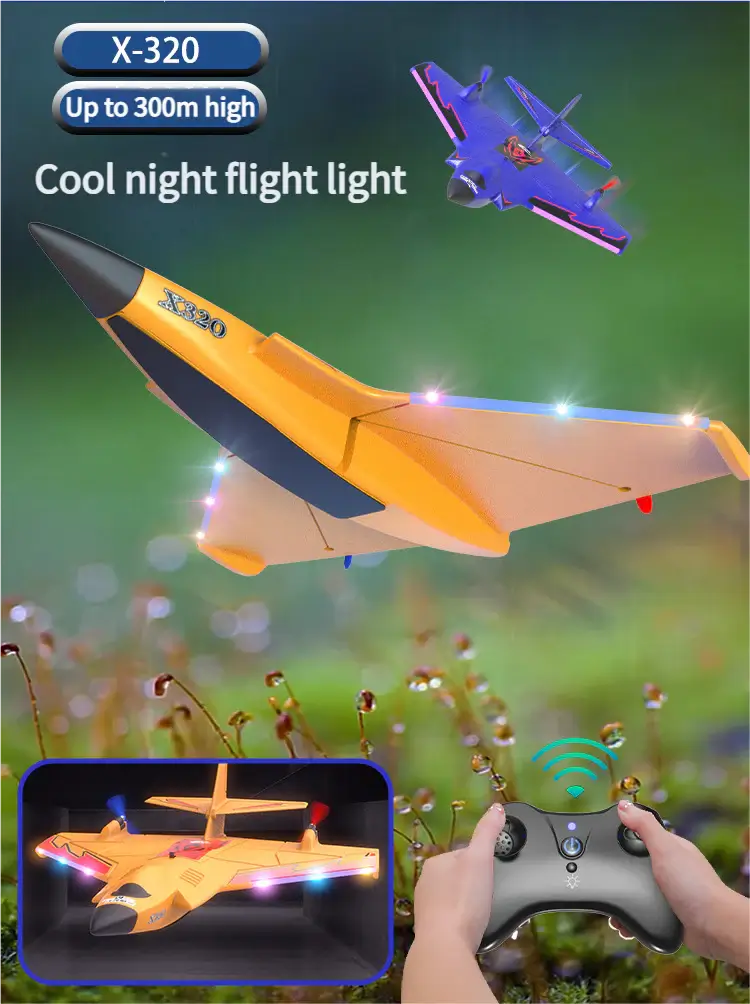 X320 Sea-Land-Air RC Glider EPP Foam Plane with LED Lights – Long Flight Time