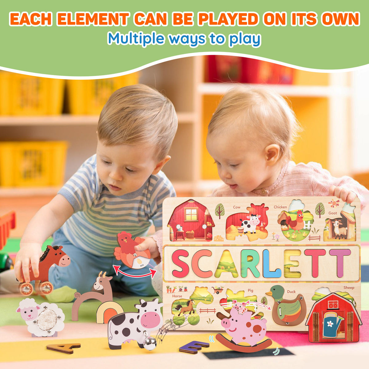 Personalized Wooden Busy Board Name Puzzle NP54