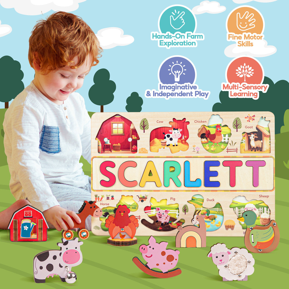 Personalized Wooden Busy Board Name Puzzle NP54