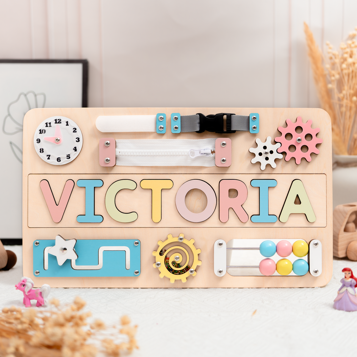 Personalized Busy Board Name Puzzle - Wooden Montessori Toys | Kindlytoys