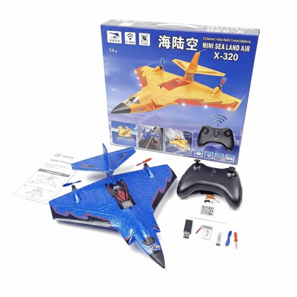 X320 Sea-Land-Air RC Glider EPP Foam Plane with LED Lights – Long Flight Time