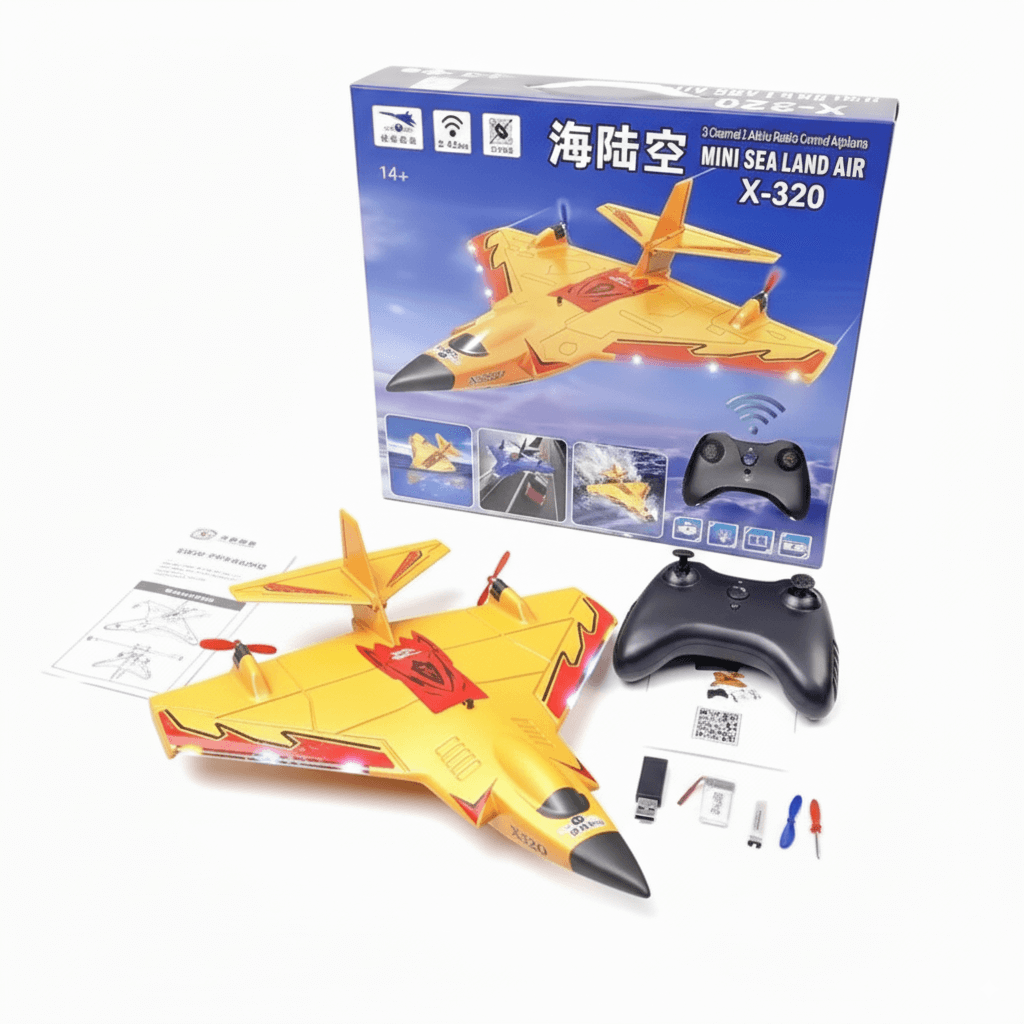 X320 Sea-Land-Air RC Glider EPP Foam Plane with LED Lights – Long Flight Time